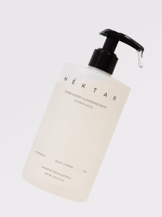 Néktar hand and body cleansing wash bottle on a white background