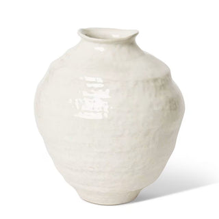 White ceramic vase on a white background