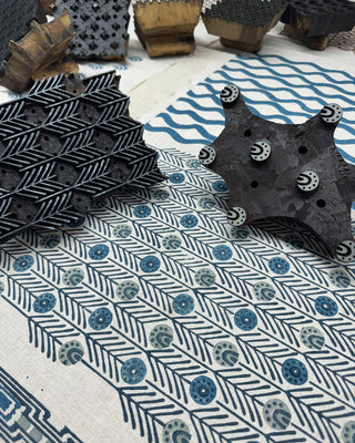 Decorative tiles with geometric patterns on a surface