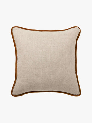 Etro Piped Velvet Cushion - Beige cushion with Toffee trim on a white background