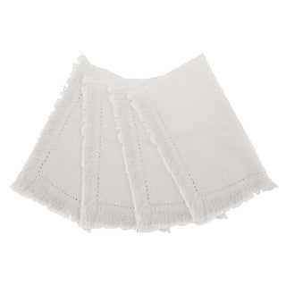White lace napkin with fringe on a white background