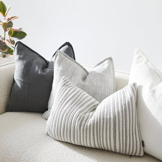 Myra Cushion - Slate/White Stripe