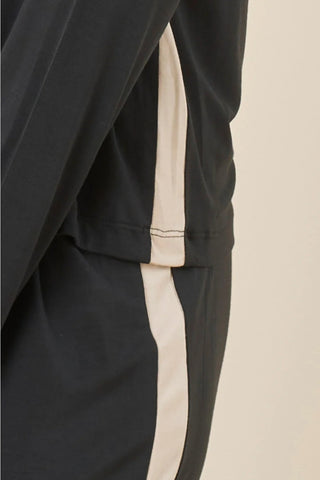 Anya Bamboo Sporty PJ Set Black