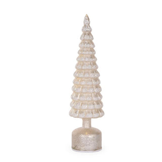 White Mercury Glass Rotating LED Tree