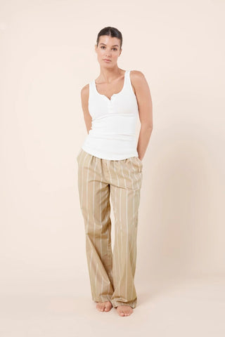 Chloe Cotton Striped PJ Set Biscuit
