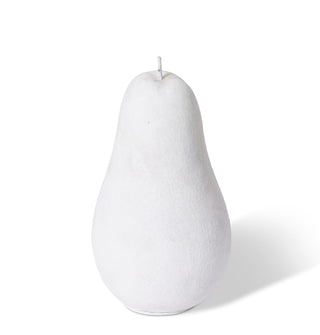 White pear-shaped candle on a white background