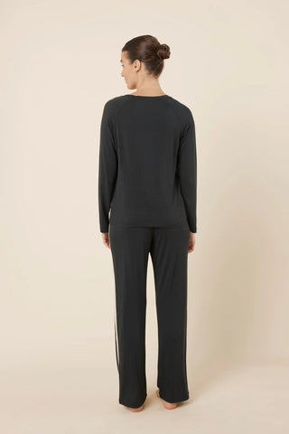 Anya Bamboo Sporty PJ Set Black