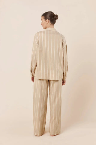 Chloe Cotton Striped PJ Set Biscuit