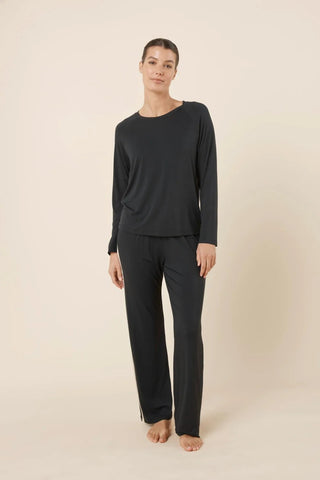 Anya Bamboo Sporty PJ Set Black