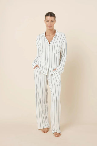 Harlow Bamboo Striped PJ Set Ivory
