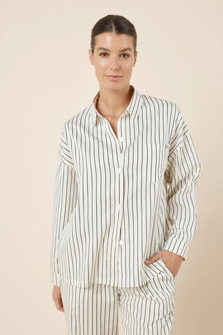 Willow Cotton Stripe PJ Set - Ecru