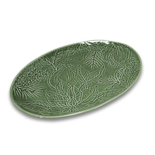 Poinsettia Green Engraved Platter