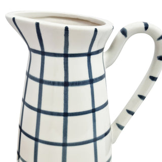 Fenton Check Pitcher Vase Navy