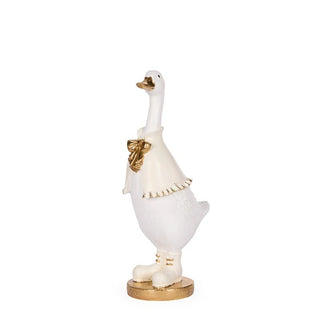 White and Gold Regal Duck with Bow Tie