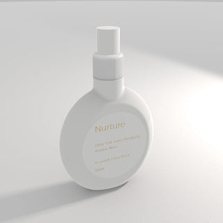 White bottle labeled 'Nurture' on a light gray background