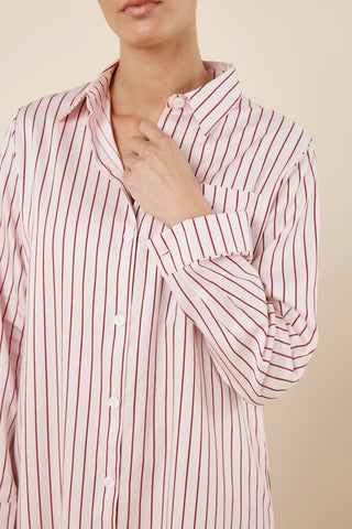 Lolita Striped Boyfriend Night Shirt - Pink