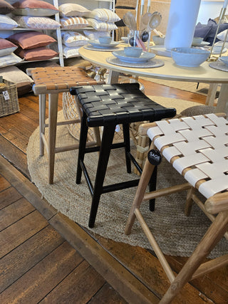 Lance Woven Leather Stool