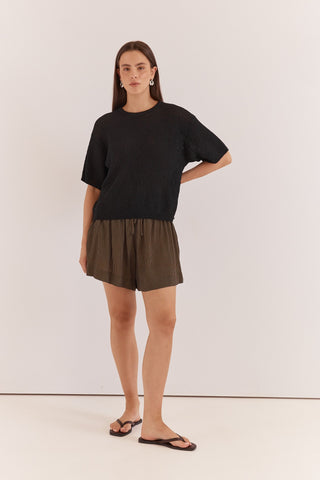 Noni Relaxed Knit Tee Black