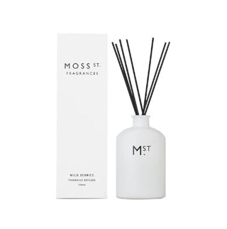 Moss St. Fragrances diffuser with packaging on a white background