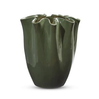 Chloe Dark Green Ripple Vase