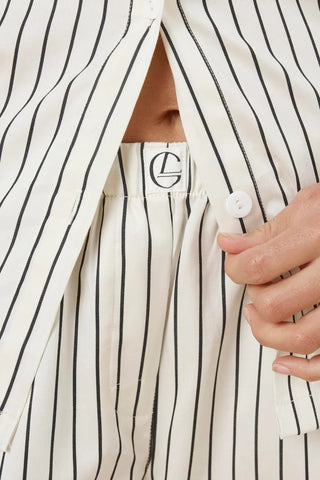 Willow Cotton Stripe PJ Set - Ecru