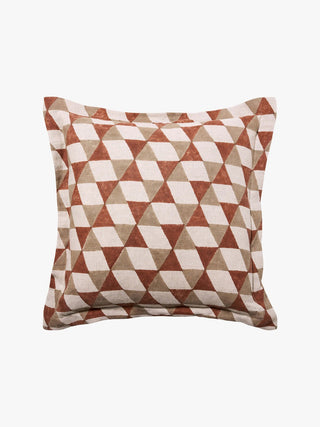 Decorative pillow with geometric pattern on a white background