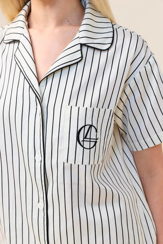 Lisa Stripe Long PJ Set - Ecru