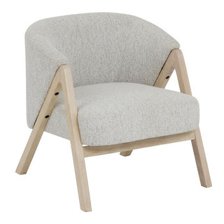 Chair with light gray cushioned seat and backrest on a white background