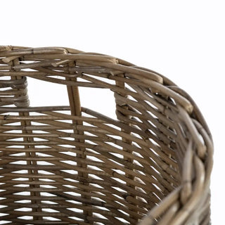 Close-up of a wicker basket on a white background