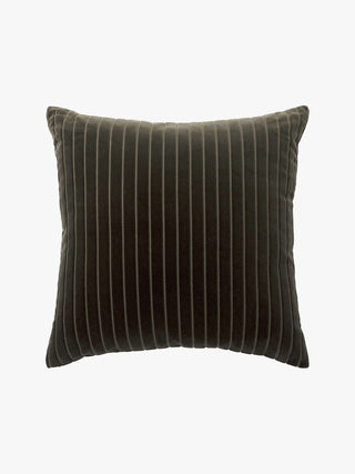 Dark green striped pillow on a white background
