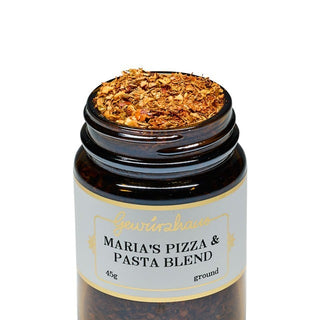 Jar of Maria's Pizza & Pasta Blend on a white background