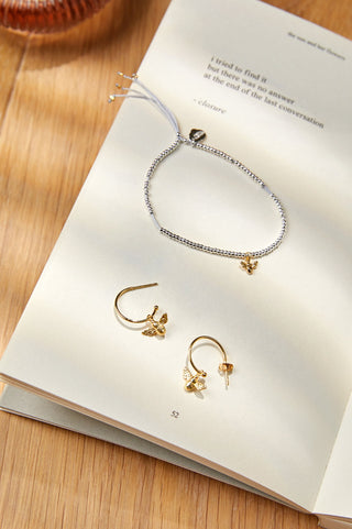 Estella Bartlett Bee Drop Hoop Earrings