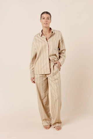 Chloe Cotton Striped PJ Set Biscuit