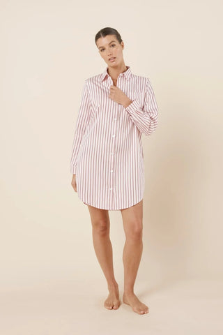 Lolita Striped Boyfriend Night Shirt - Pink