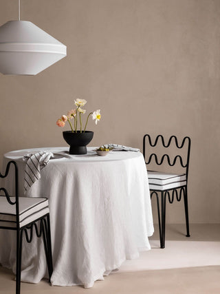 Moss White French Linen Table Cloth