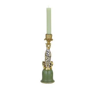 Decorative candle holder with giraffe design on a white background