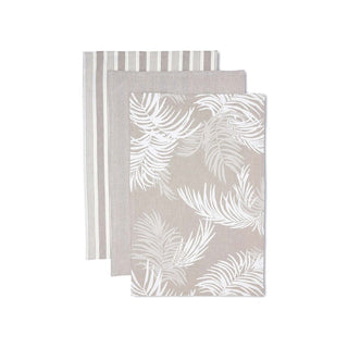 Set of three napkins with different patterns on a white background