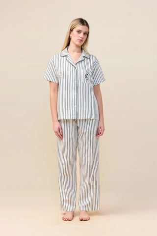 Lisa Stripe Long PJ Set - Ecru