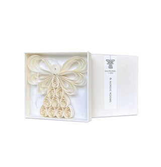 Decorative angel sculpture in a box with 'Nordic Homewares' branding.