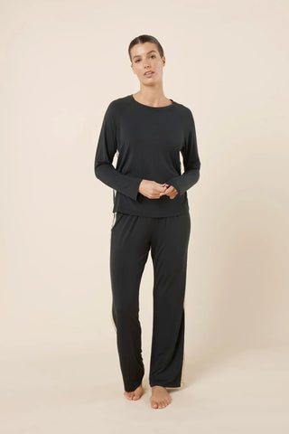 Anya Bamboo Sporty PJ Set Black