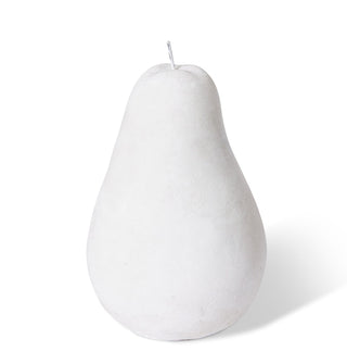 White pear-shaped candle on a white background