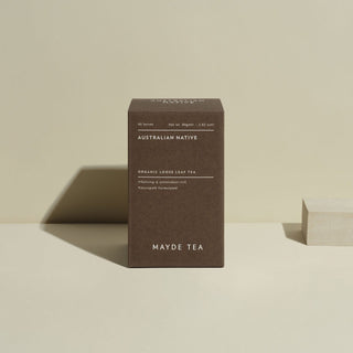 Mayde Tea box labeled 'Adapt' on a beige background