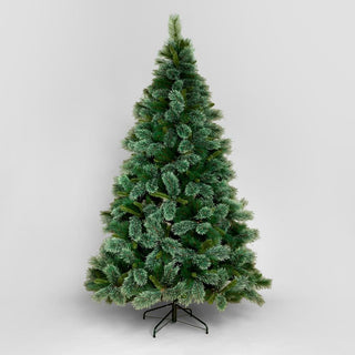 Green artificial Christmas tree on a white background