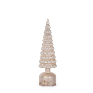 White Mercury Glass Rotating LED Tree