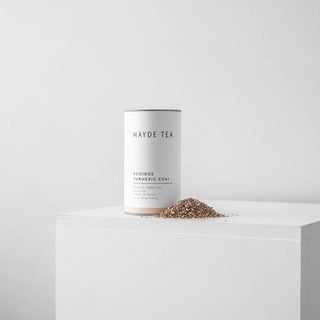 Mayde Tea Rooibos Turmeric Chai packaging on a white background