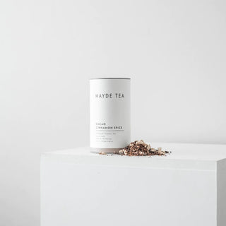Mayde Tea Cacao Cinnamon Spice container on a white background