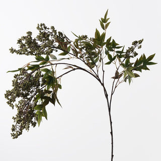 Artificial plant branch with green leaves on a white background