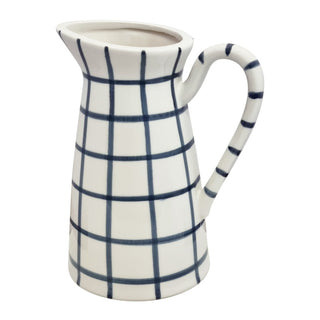 Fenton Check Pitcher Vase Navy