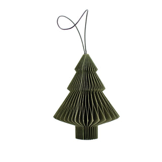 Olive paper tree ornament on a white background