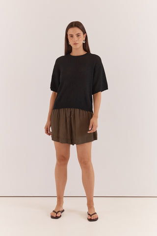 Noni Relaxed Knit Tee Black